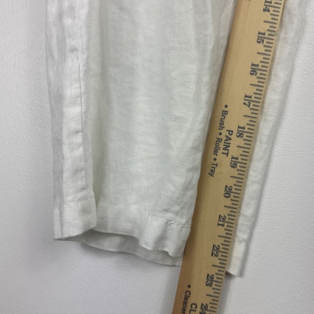 St. John's Bay Capri Pants Women's 20W White 100% Linen Drawstring Wide Leg - Picture 8 of 12